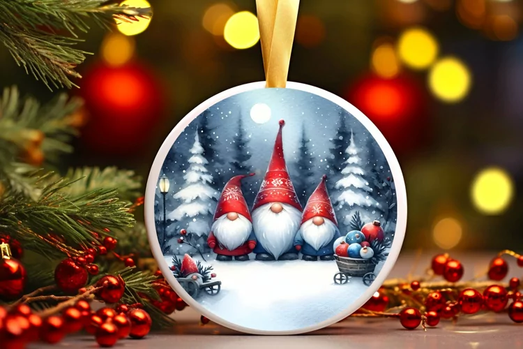 Round Christmas Ornament Sublimation|Clipart
