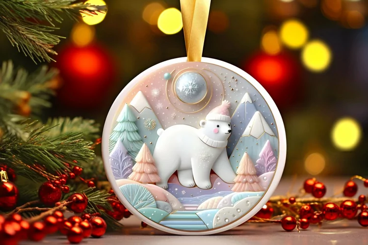 Round Christmas Ornament Sublimation|Clipart