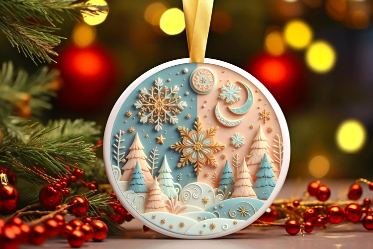 Round Christmas Ornament Sublimation|Clipart