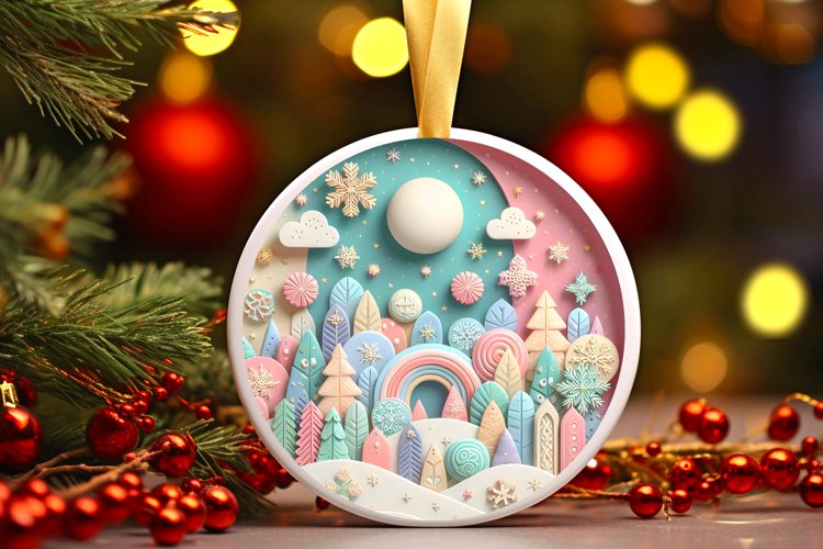 Round Christmas Ornament Sublimation|Clipart