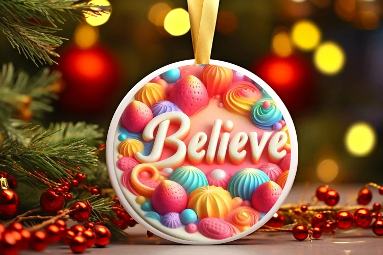 Round Christmas Ornament Sublimation|Clipart