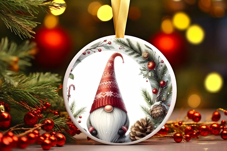 Round Christmas Ornament Sublimation|Clipart