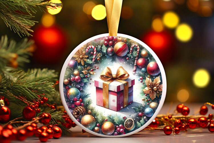 Round Christmass Ornament Sublimation|Clipart example image 1