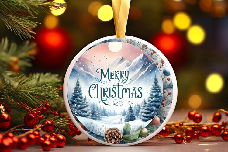 Round Christmass Ornament Sublimation|Clipart
