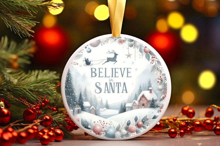 Round Christmas Ornament Sublimation|Clipart example image 1