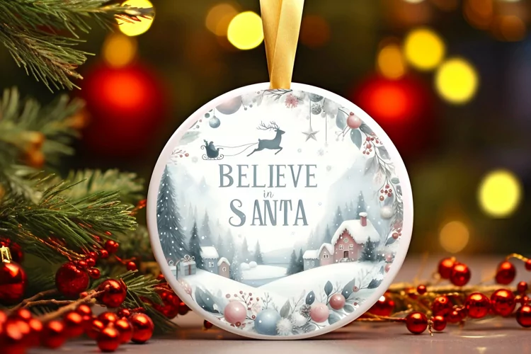Round Christmas Ornament Sublimation|Clipart