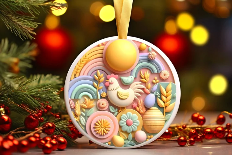Round Christmas Ornament Sublimation|Clipart