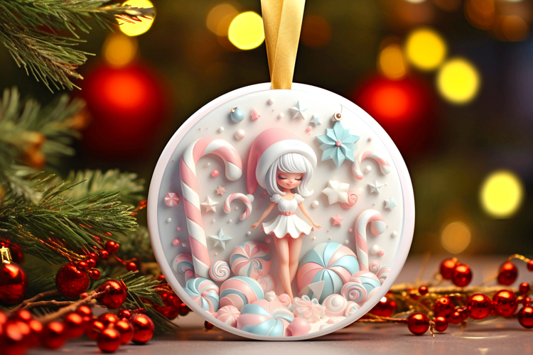 Round Christmass Ornament Sublimation|Clipart
