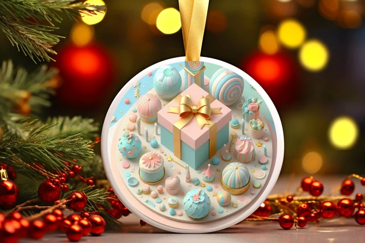 Round Christmas Ornament Sublimation|Clipart