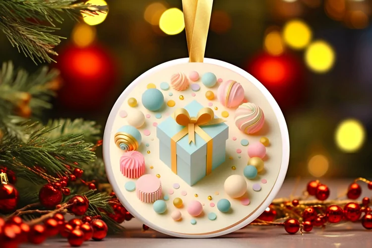 Round Christmas Ornament Sublimation|Clipart