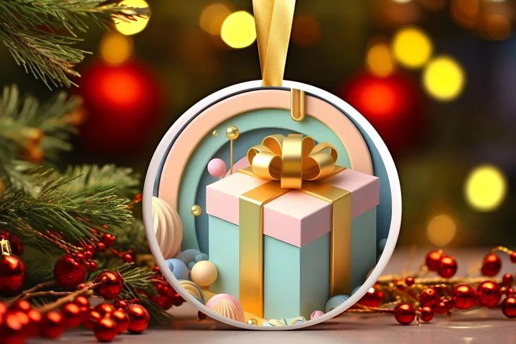 Round Christmas Ornament Sublimation|Clipart