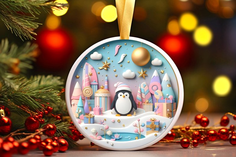 Round Christmas Ornament Sublimation|Clipart