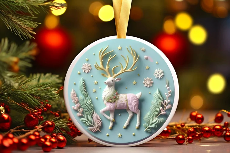 Round Christmas Ornament Sublimation|Clipart