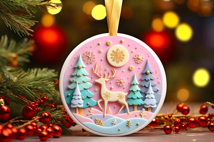Round Christmas Ornament Sublimation|Clipart example image 1