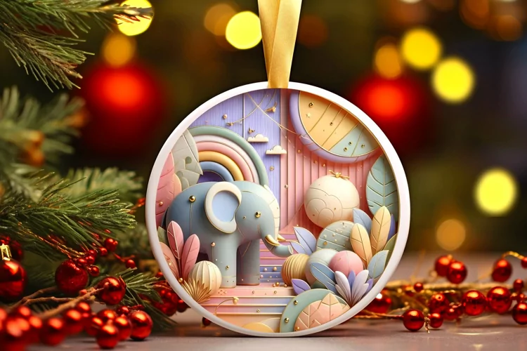 Round Christmas Ornament Sublimation|Clipart