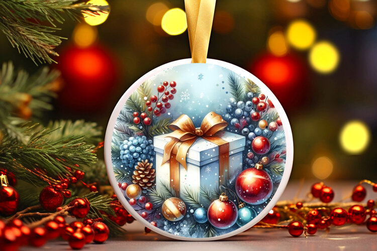 Round Christmass Ornament Sublimation|Clipart example image 1