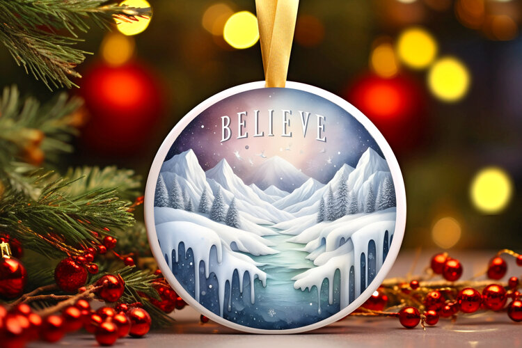 Round Christmass Ornament Sublimation|Clipart example image 1
