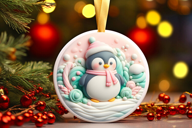 Round Christmass Ornament Sublimation|Clipart example image 1