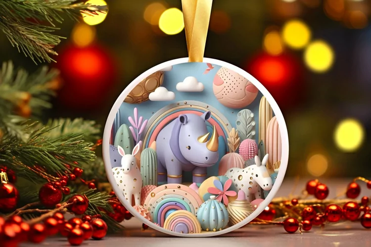 Round Christmas Ornament Sublimation|Clipart