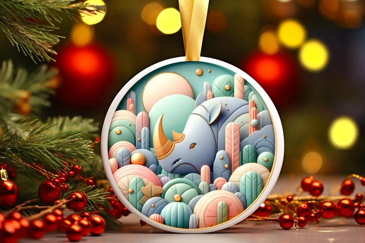Round Christmas Ornament Sublimation|Clipart