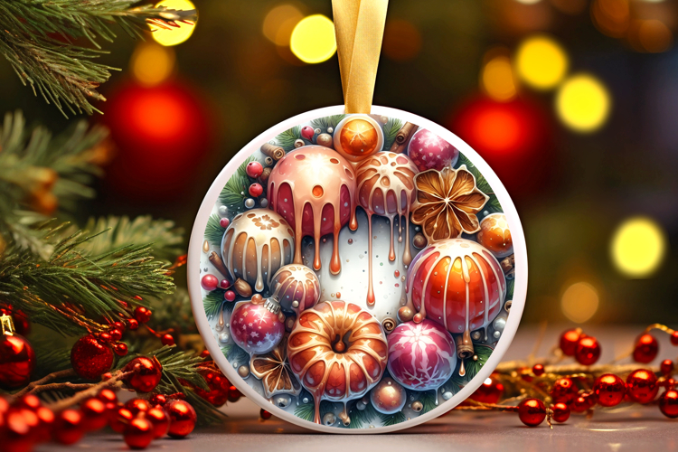 Round Christmass Ornament Sublimation|Clipart