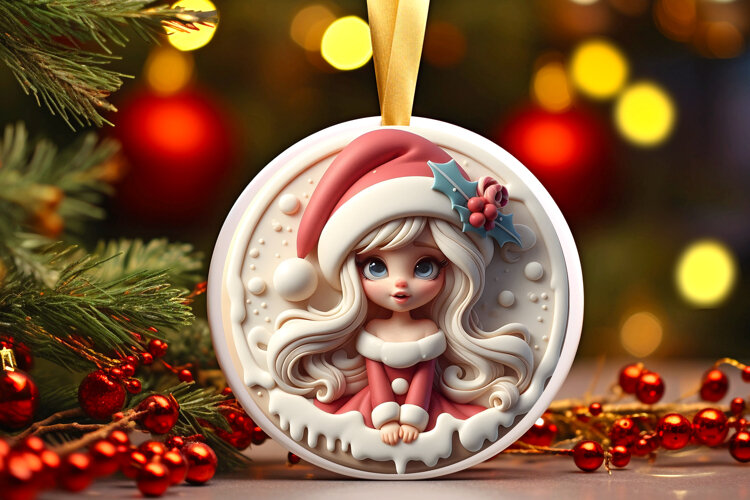Round Christmass Ornament Sublimation|Clipart example image 1