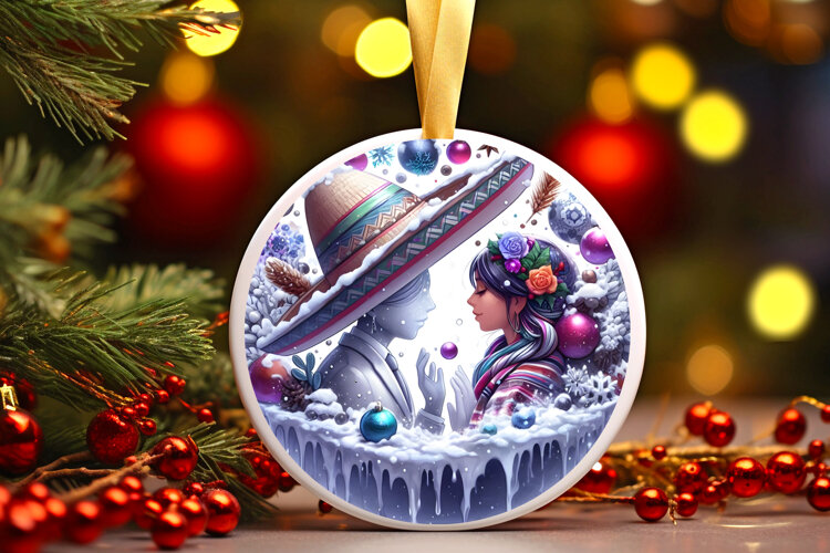 Round Christmass Ornament Sublimation|Clipart example image 1