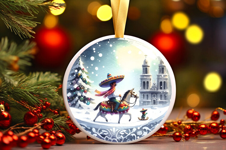 Round Christmass Ornament Sublimation|Clipart example image 1