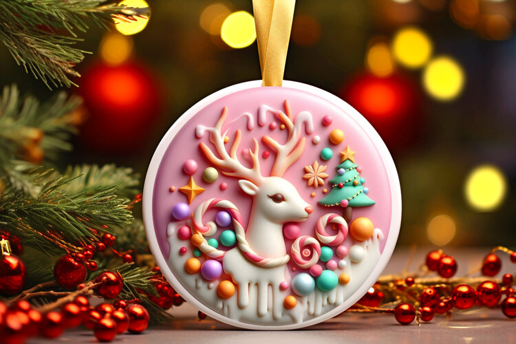 Round Christmass Ornament Sublimation|Clipart example image 1