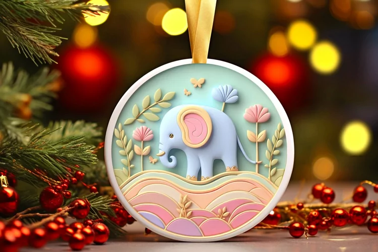Round Christmas Ornament Sublimation|Clipart