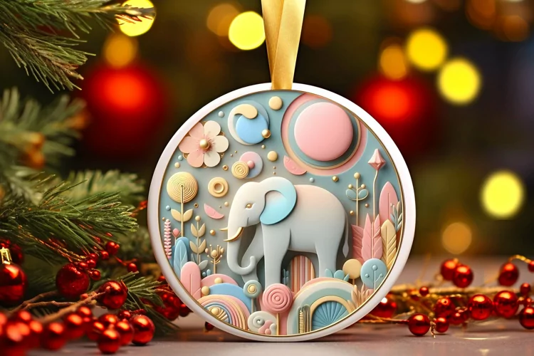 Round Christmas Ornament Sublimation|Clipart