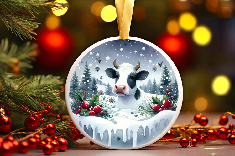 Round Christmass Ornament Sublimation|Clipart example image 1