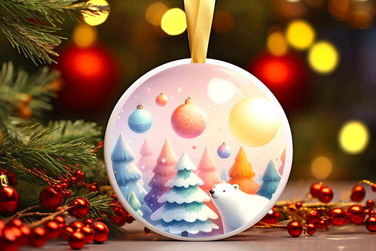 Round Christmass Ornament Sublimation|Clipart example image 1