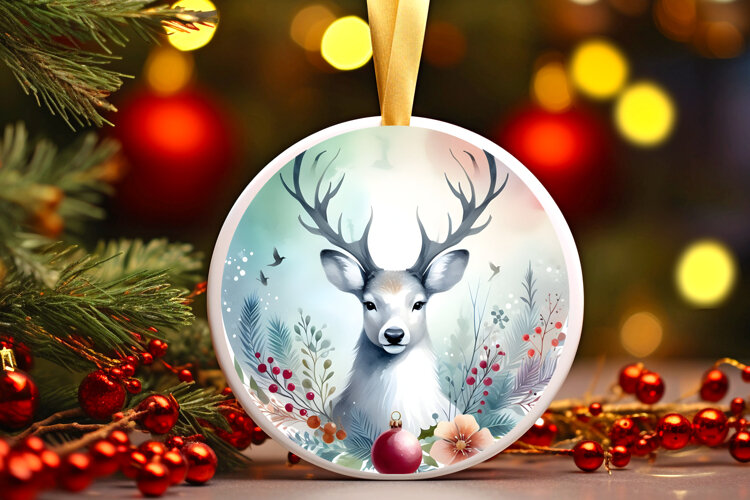 Round Christmass Ornament Sublimation|Clipart example image 1