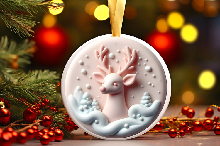 Round Christmass Ornament Sublimation|Clipart example image 1