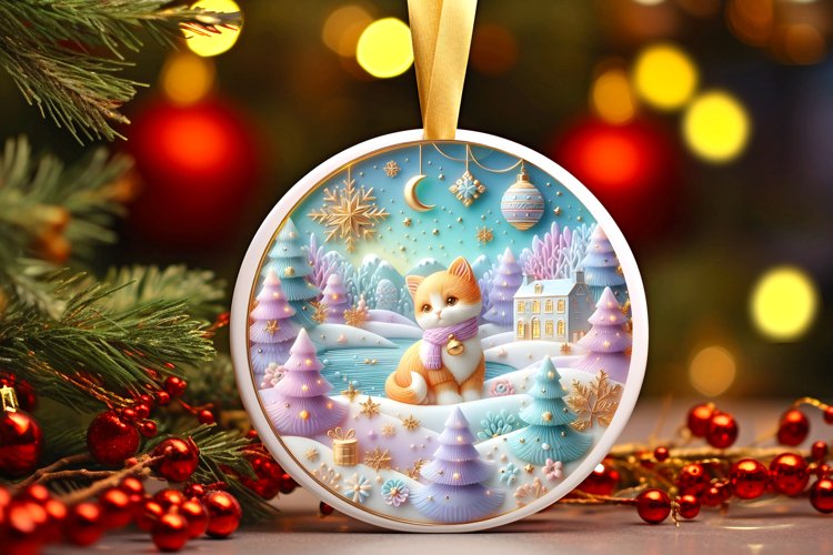 Round Christmas Ornament Sublimation|Clipart example image 1