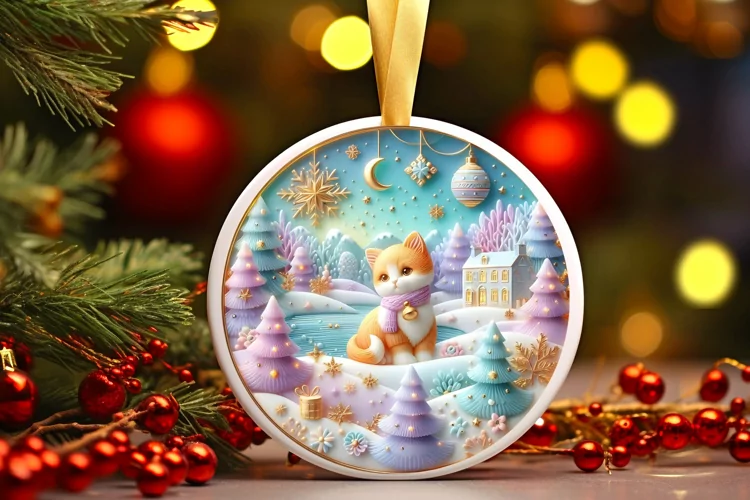 Round Christmas Ornament Sublimation|Clipart