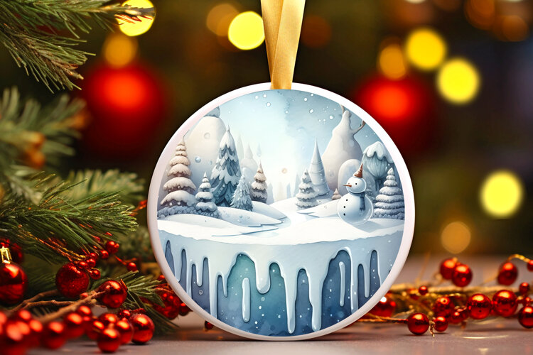Round Christmass Ornament Sublimation|Clipart example image 1