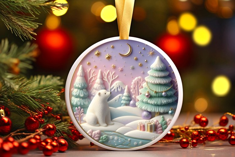 Round Christmas Ornament Sublimation|Clipart example image 1
