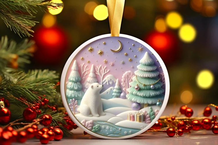 Round Christmas Ornament Sublimation|Clipart