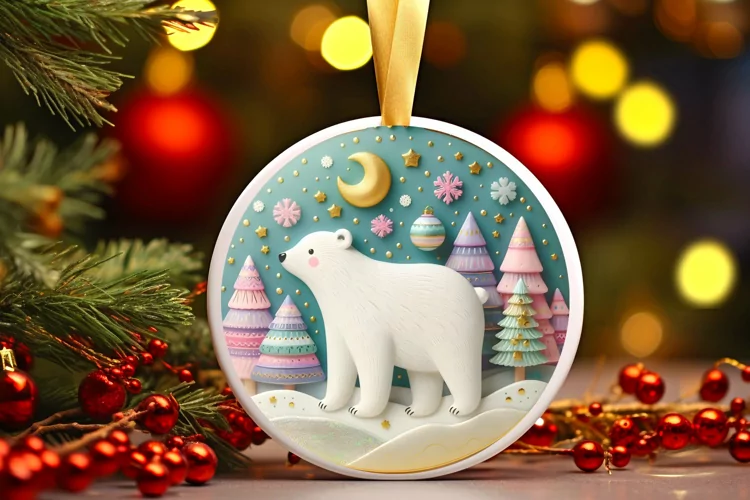 Round Christmas Ornament Sublimation|Clipart