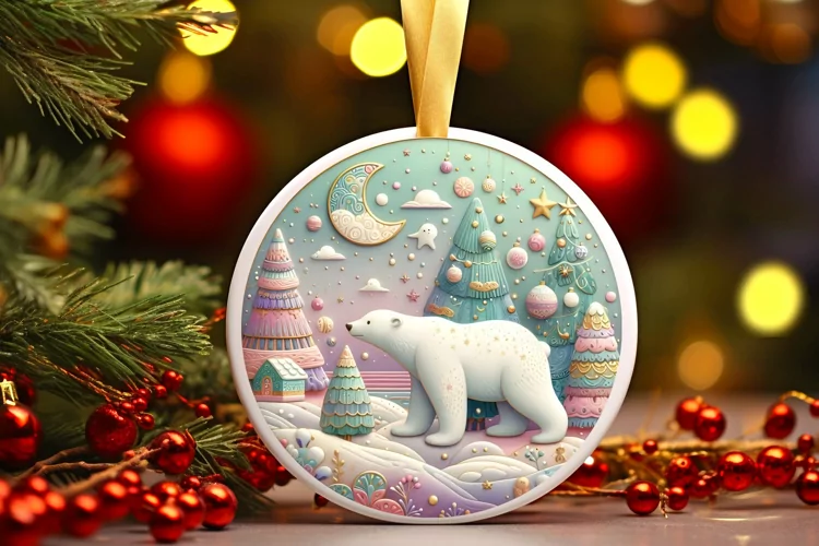 Round Christmas Ornament Sublimation|Clipart