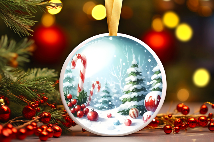 Round Christmass Ornament Sublimation|Clipart