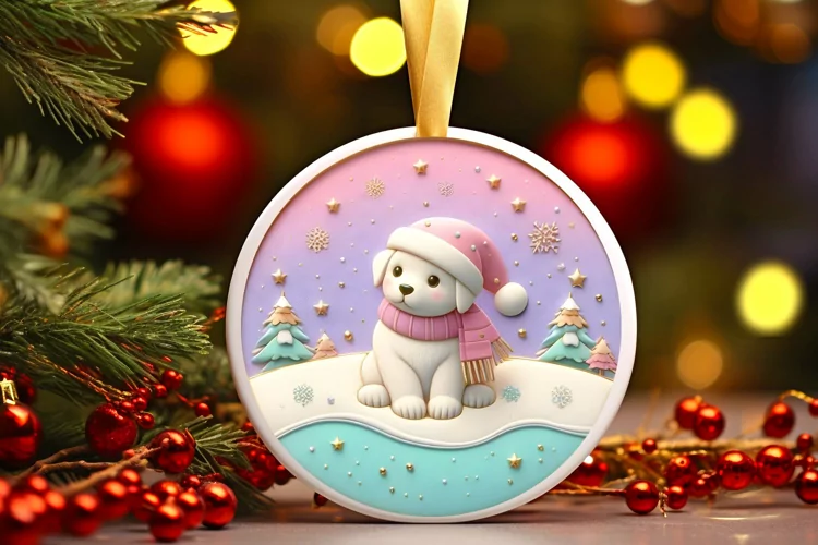 Round Christmas Ornament Sublimation|Clipart