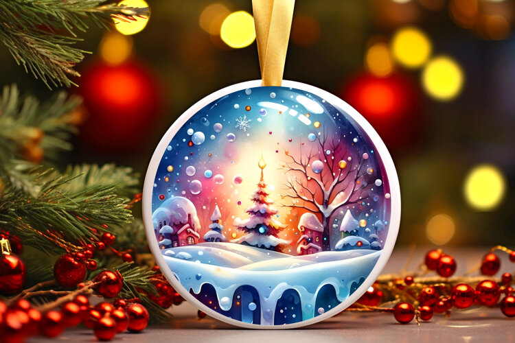 Round Christmass Ornament Sublimation|Clipart example image 1
