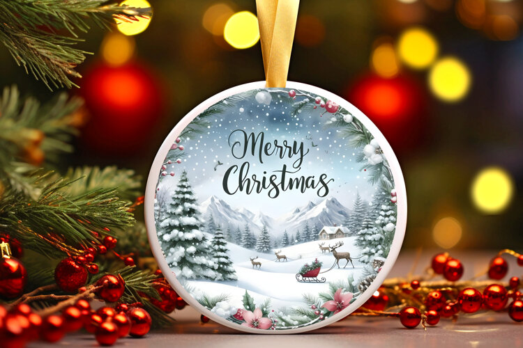 Round Christmass Ornament Sublimation|Clipart example image 1