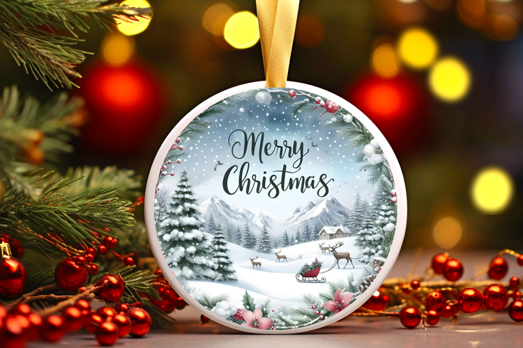 Round Christmass Ornament Sublimation|Clipart