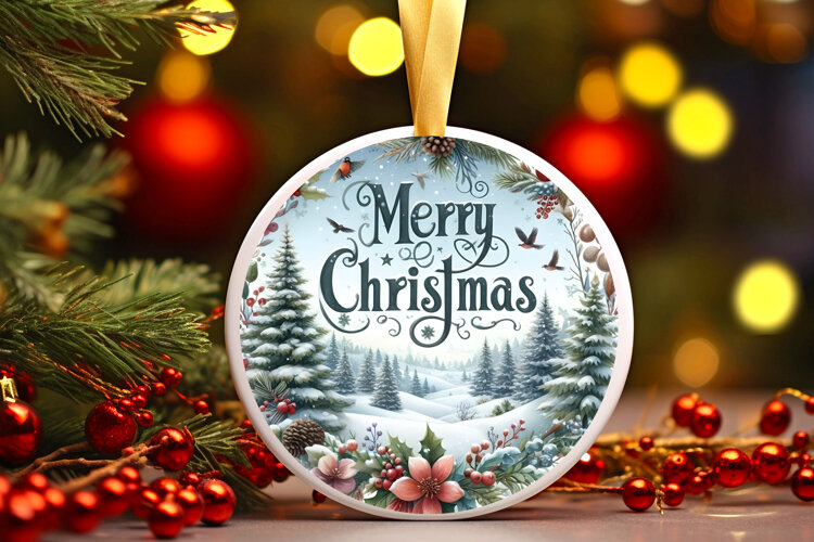 Round Christmass Ornament Sublimation|Clipart example image 1