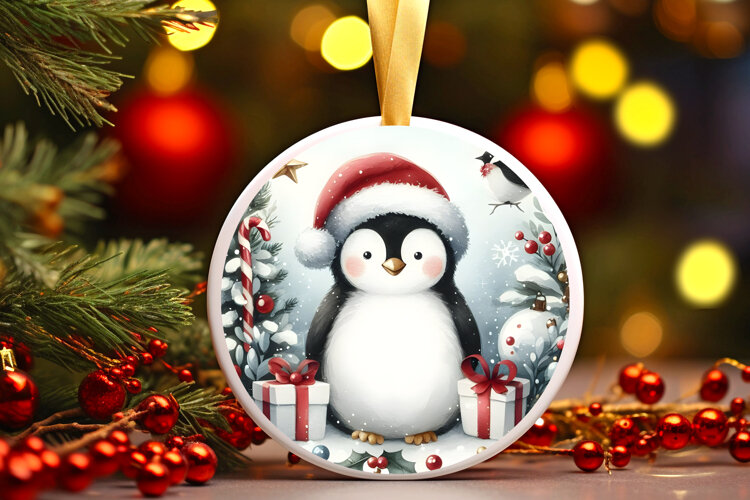 Round Christmass Ornament Sublimation|Clipart example image 1