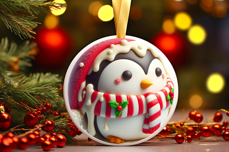 Round Christmass Ornament Sublimation|Clipart example image 1